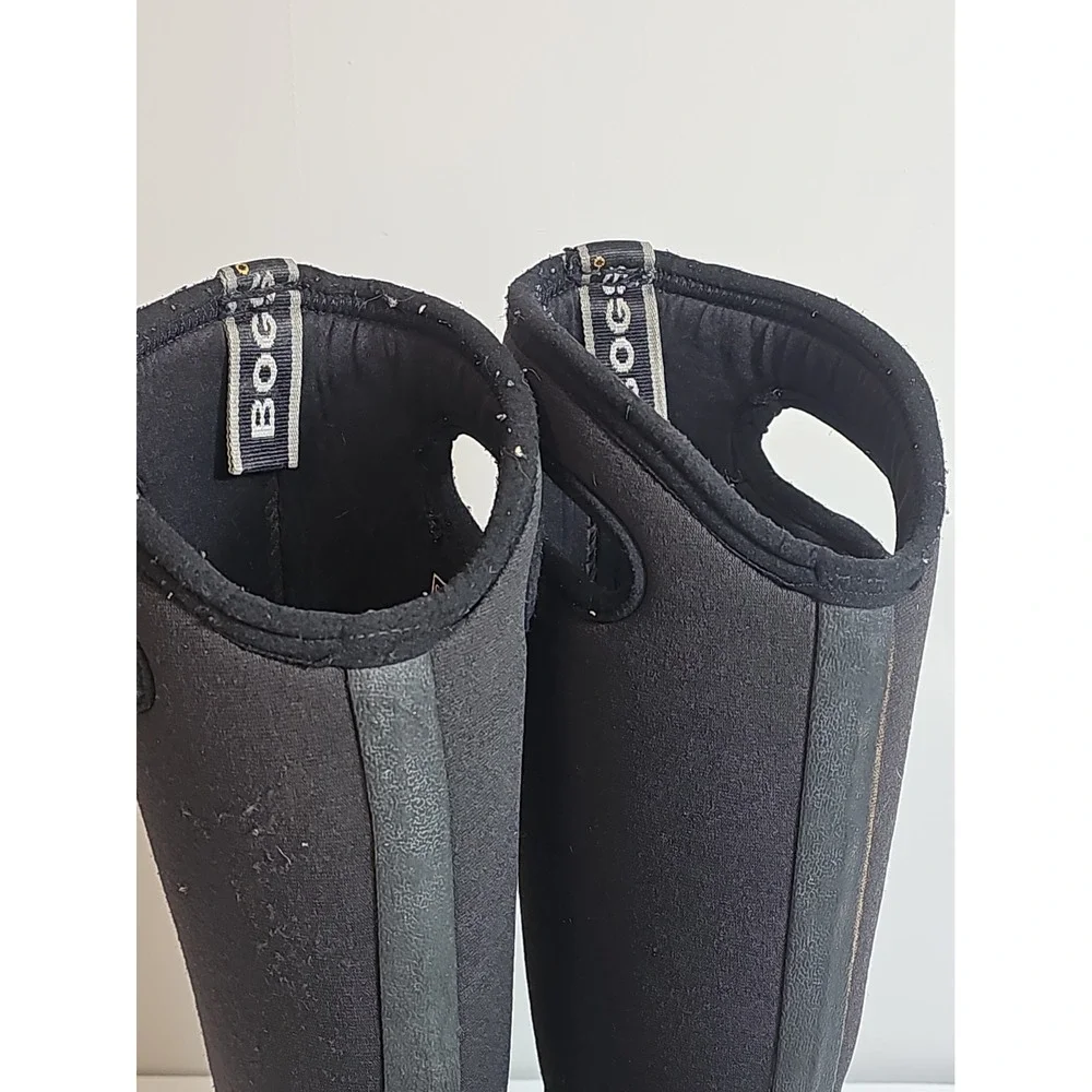 BOGS Boots Women's US 7 EUR 40 Classic High Handle Rubber Tall Black Waterproof
